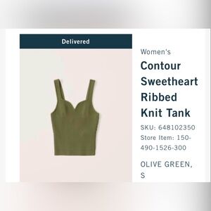 Abercrombie & Fitch Green Contour Sweetheart Ribbed Knit Tank Top